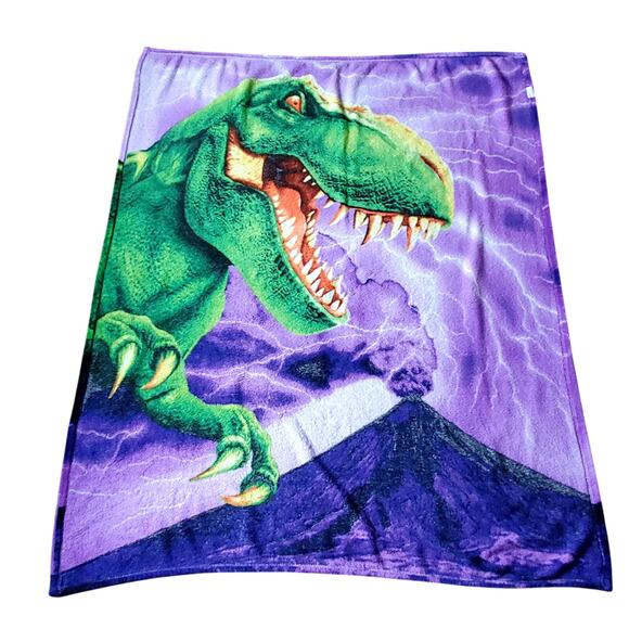 Dinosaur Volcano Soft Blanket Flannel 56" x 48" - Picture 4 of 5
